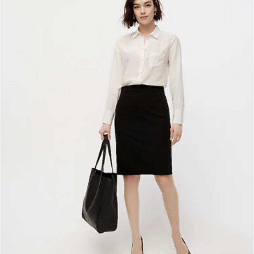 J.Crew Super 120s Wool Black Pencil Skirt, Size 8